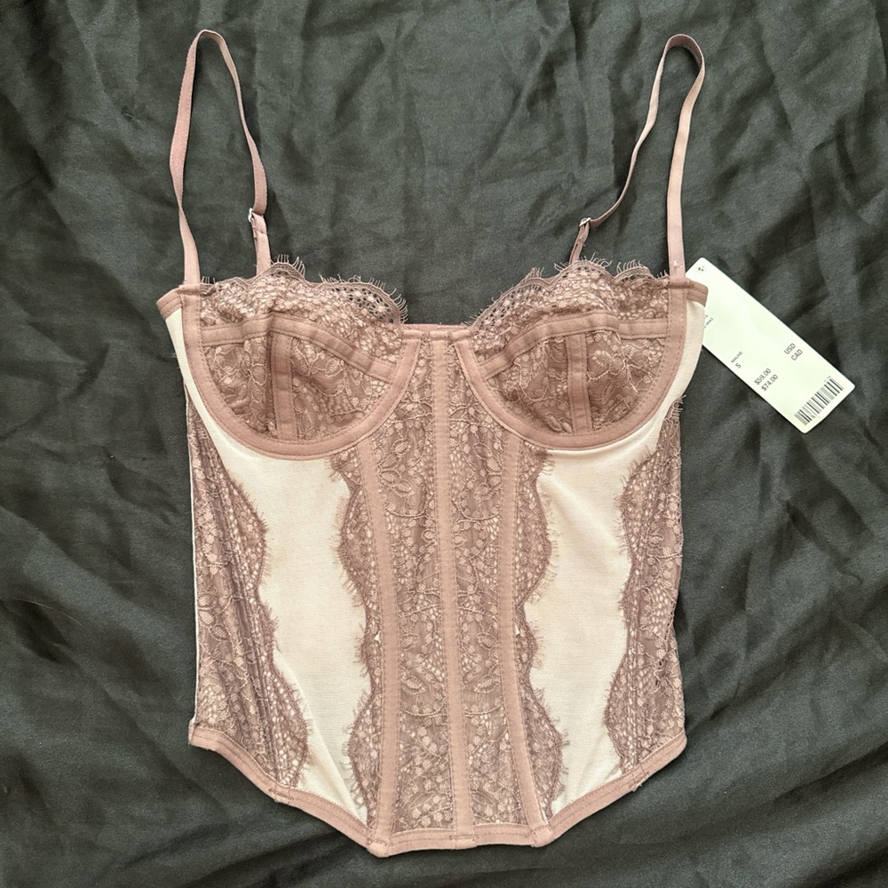 Urban Outfitters Lace Bustier Corset - Mauve